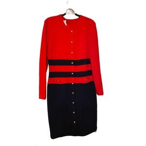 Women's Red and Navy Dress
